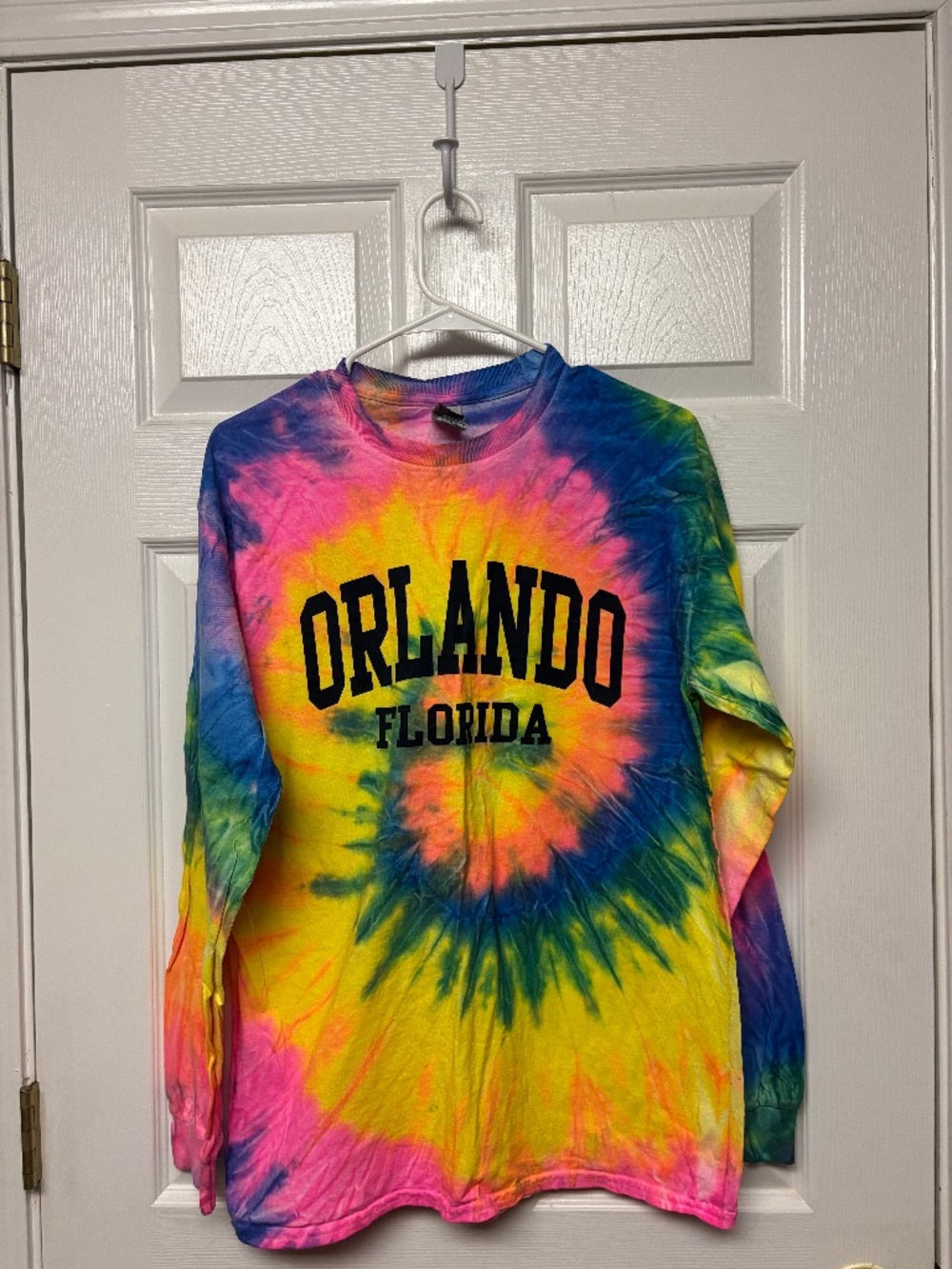 Orlando - Rainbow Tie Dye Long Sleeve Shirt - Size: M